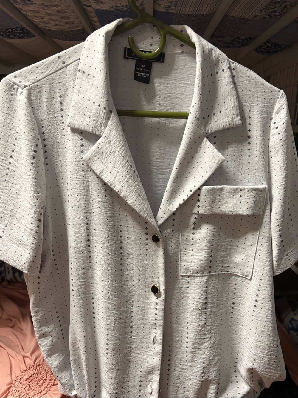 Lightweight White Eyelet Button-Down Shirt
